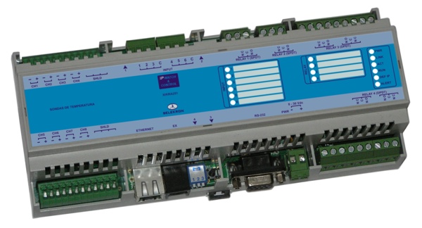 8 channel web thermometer. Web server. DIN rail