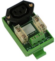 Módulo adaptador IEC320 a bornas roscadas. Din rail.